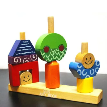 

Wooden Building Blocks Intelligence Toys Sun and Moon Children IQ Brain Training Toy Early Educational Learning Family Toy