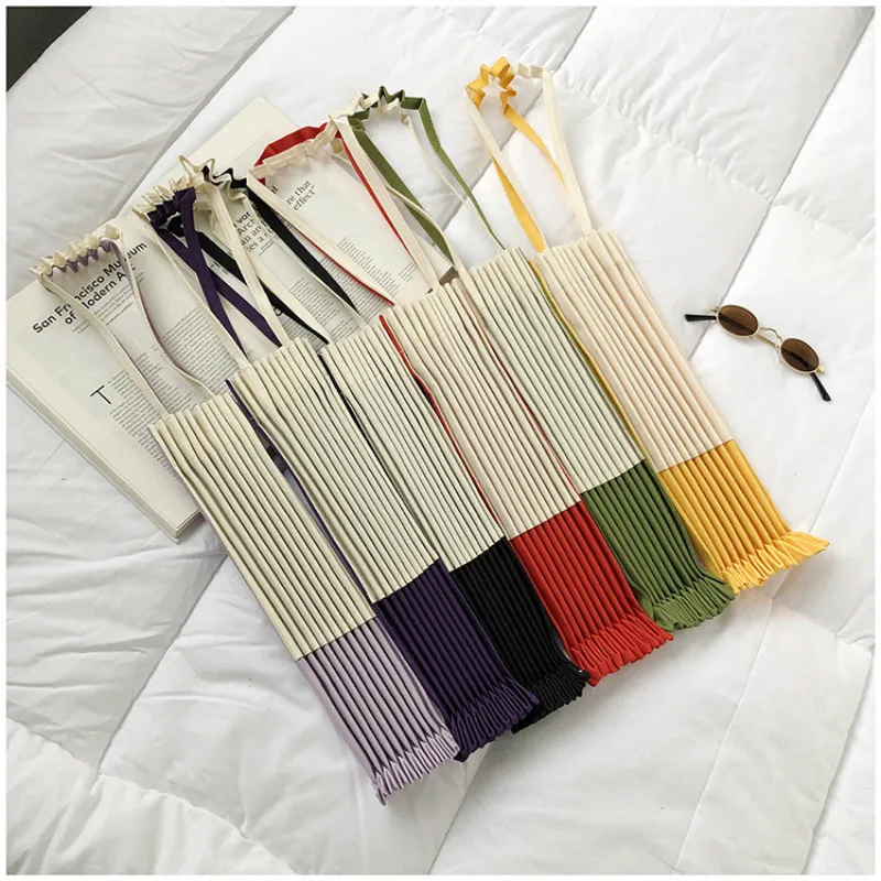 

Raged Sheep 2019 Japanese New Style Pleated-fold Canvas Joker Shoulder Shopping Bag Korean East Gate Fashion Handbags For Women