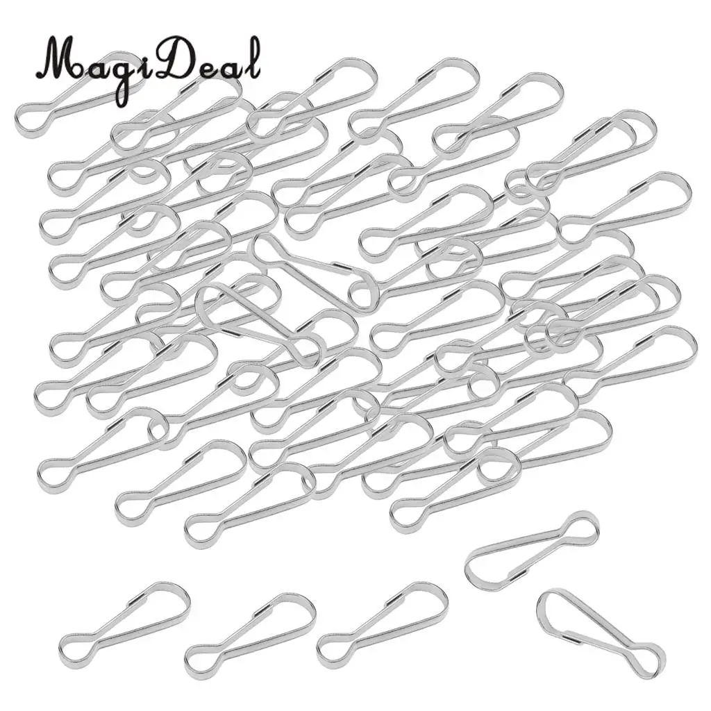 100pcs Stainless Steel Carabiners Spring Snap Clasp Outdoor Hardware 16/20/28/32/40mm for Climbing Caving Hiking Fishing Acces