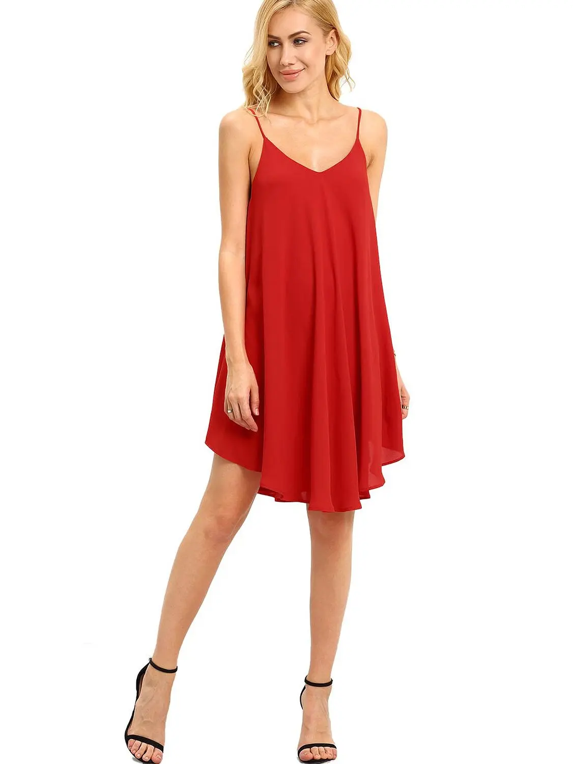 

Women's Summer Spaghetti Strap Sundress Sleeveless V Neck Crisscross Back Beach Slip Dress