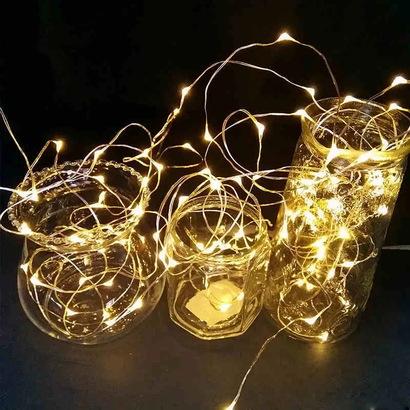 

2M / 5M Battery Powered LED Copper Wire Fairy String light Strips For Christmas Tree Holiday Wedding Decoration Night lighting