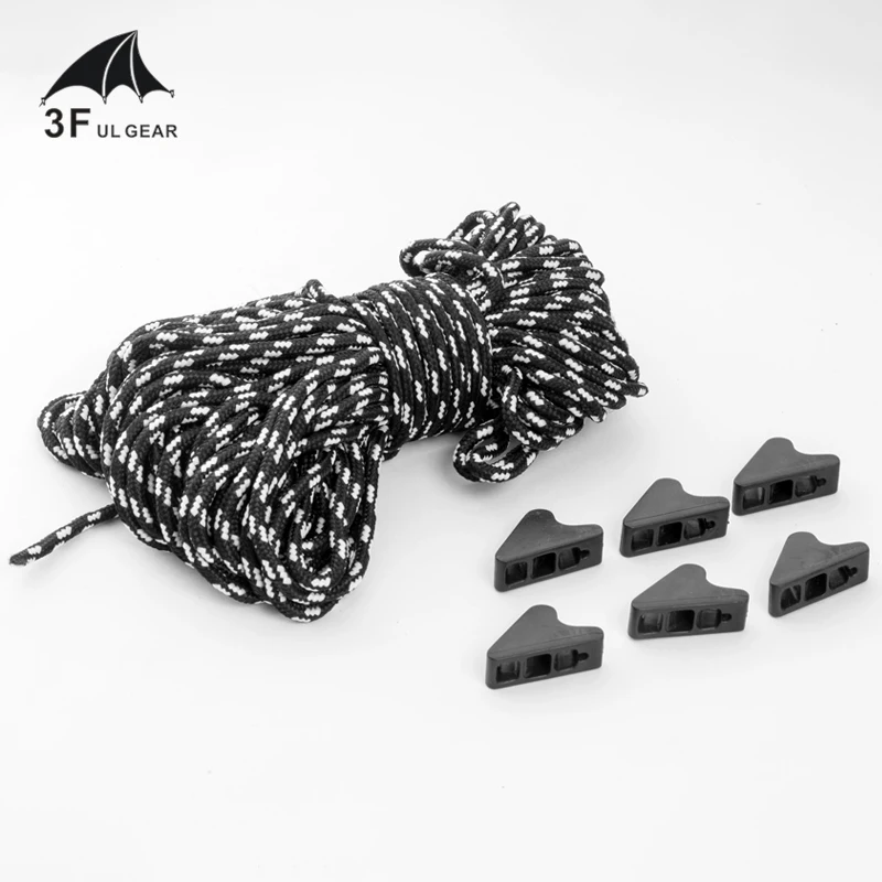 

3F UL Gear 20m-length 4mm-diameter Tent Ropes with 6 Stop Buttons