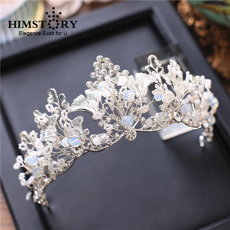 

HIMSTORY Handmade Shell Bridal Tiara Crown Headpieces Pearls Hairbands Wedding Hair Jewelry Headpiece hairwear