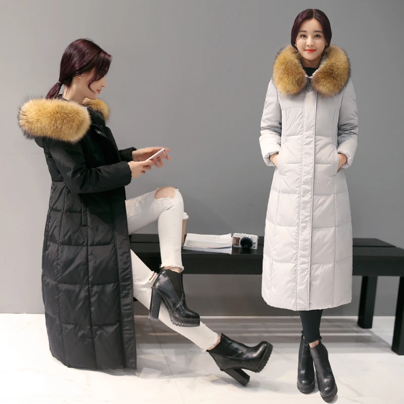 

Korean cultivating long down jacket women plus size long jacket thickened knee extension  winter coat parka manteau femme