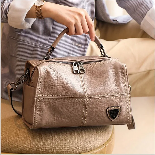 Винтажная сумка-багет Boston Box, Настоящая Натуральная кожа, сумка-мессенджер для женщин, женские сумки известных брендов, черная сумка
