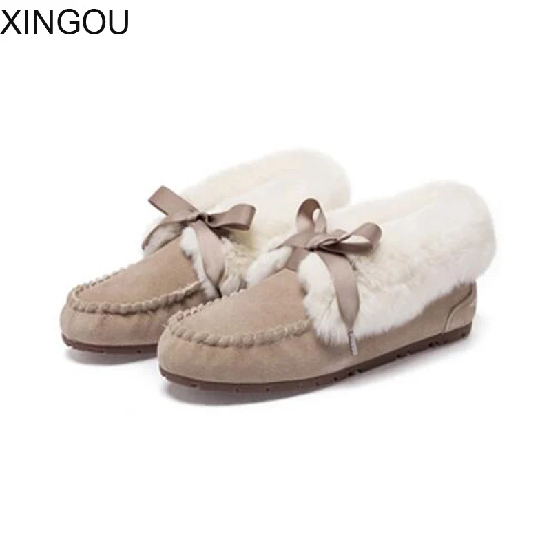 

Fashion 2018 new Cow Suede flats women's shoes Spring/Autumn Short Plush female flats soft Genuine Leather flats women