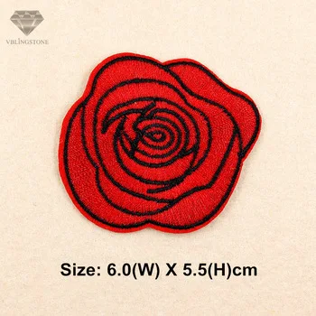 Red Embroidered Flower Patches Iron-on For Bed Sheets Clothes Shoes Hats Scarf Dress Decoration