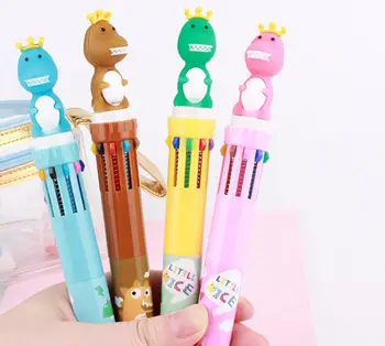 

Crown Dinosaur Silica Multicolor press ballpoint pen 10 in 1 color cute cartoon pen school prize gift student ballpoint pen 30pc