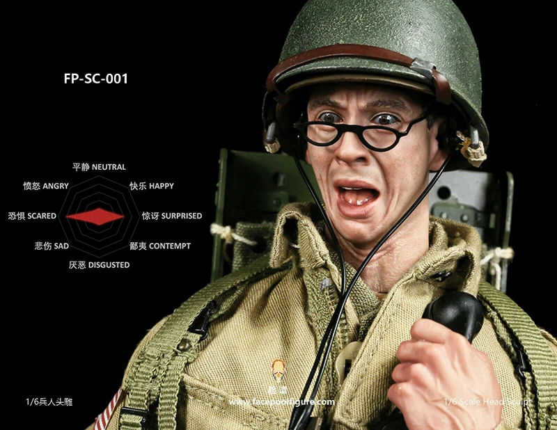 Facecool рисунок 1/6 мужчина солдат головы вырезка с гнев удивлен разочарование выражение Fit 12 ''средства ухода за кожей человек фигурку