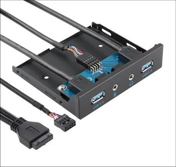 

50pcs 3.5" Floppy Bay 20 Pin 4 Ports USB 3.0 Hub HD Audio 3.5mm Earphone Mic Connector PC Front Panel Bracket