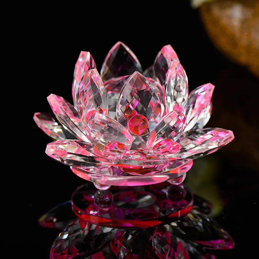 80 мм Кварцевый Хрустальный цветок Лотос для поделок стекло пресс-папье фэн-шуй украшения статуэтки дома Свадебная вечеринка Декор подарки сувенир
