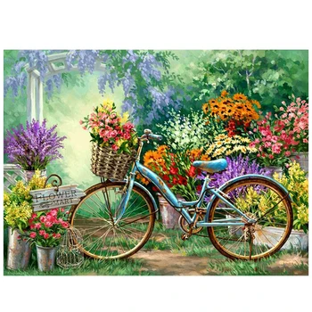 

new 3d diy diamond embroidery flower and bicycle diamond painting cross stitch full Square mosaic rhinestone home decor