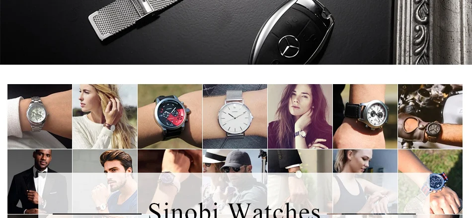 SINOBI топ модного бренда наручные Часы Для мужчин Для женщин Часы полный Сталь Для мужчин смотреть Водонепроницаемый Роскошные Женские часы