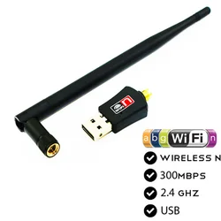 Adaptateur WIFI sans fil, 300Mbps, antenne 2.4GHZ, 802.11G N LAN, USB, Dongle, EM88 