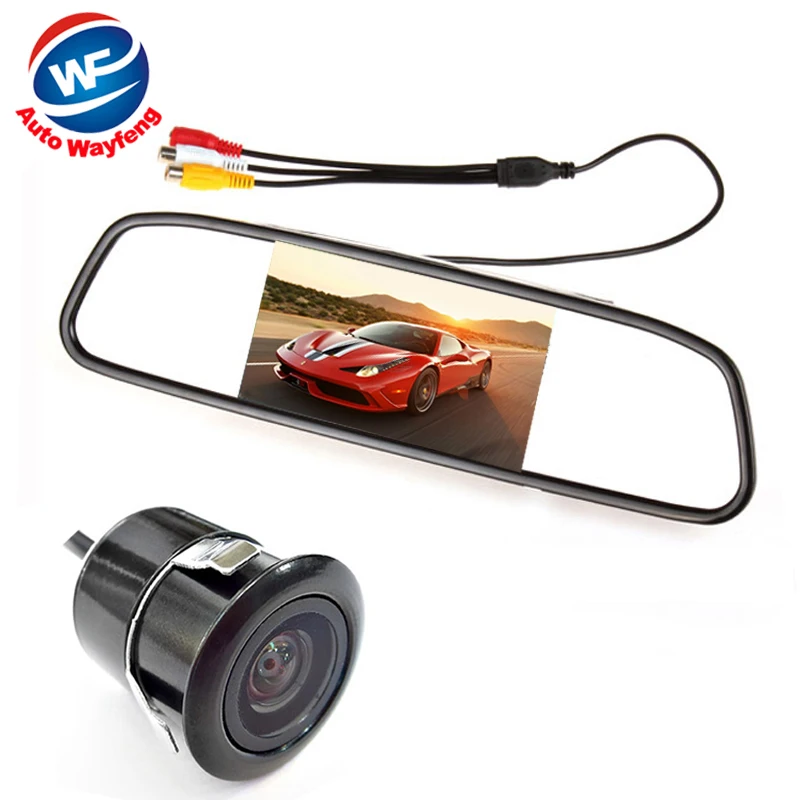 

Auto Parking Assistance System 2 in 1 4.3 Digital TFT LCD Mirror Car Parking Monitor + 170 Degrees Mini Car Rear view Camera