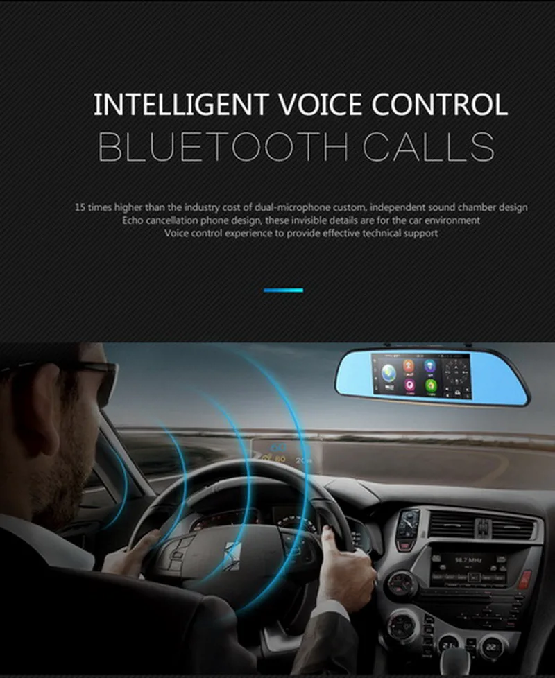 Зеркало видеорегистратор 7 дюймов Android 4 Full HD 1080P Bluetooth Wi Fi FM карта|dual lens camera|dual lensdvr