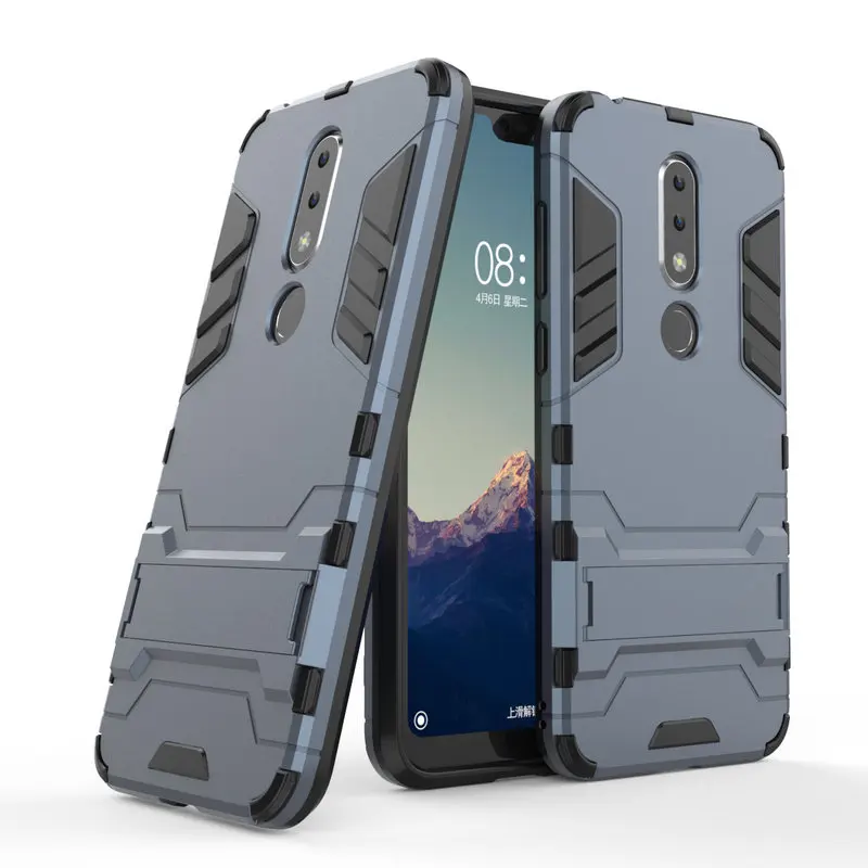 

Armor Shockproof Case For Nokia X6 2018 TA-1099 3D Shield PC+Silicone Phone Case Cover For Nokia 6.1 Plus Case Fundas Coque