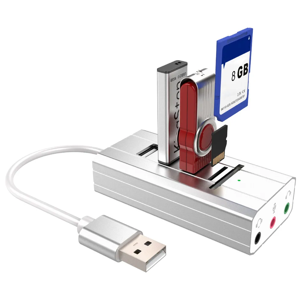 USB Card Reader Аудио Выход адаптер 5,1 сплиттер + USB внешняя звуковая карта + Reader JL.3
