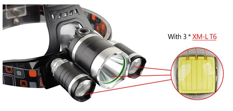 12000 люмен, светодиодный налобный фонарь 3 x XML T6 светодиодный фонарик переднего света светодиодный налобный фонарь выберите зарядное