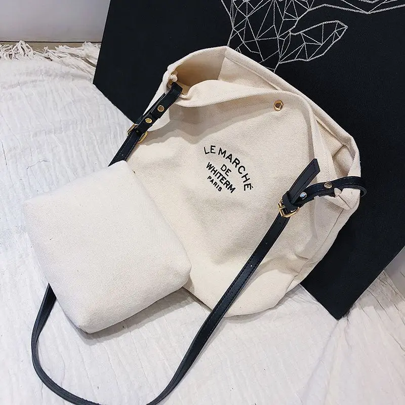 Женские повседневные сумки, сумки через плечо, экологически чистые портативные студенческие сумки с буквенным узором, сумка для покупок - Цвет: Black
