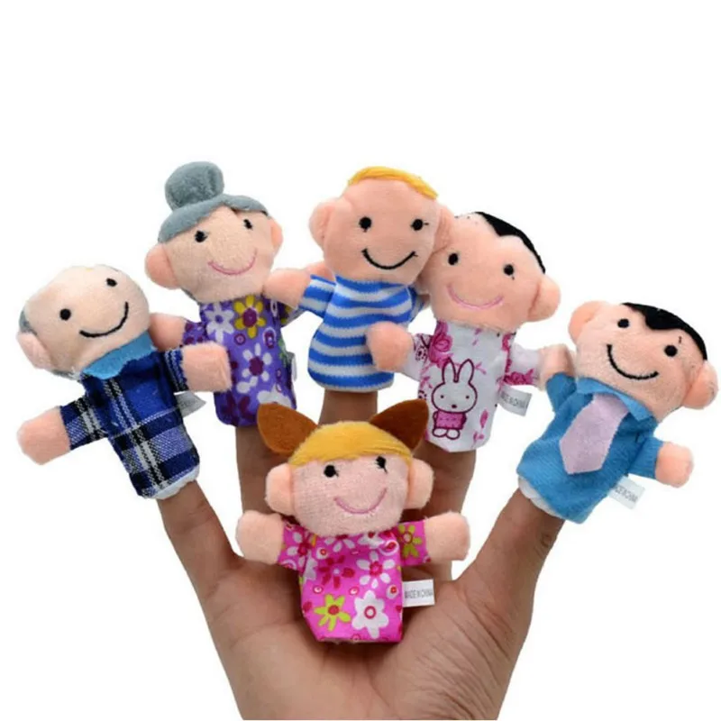 

6PCS Baby Kids Cute Plush Cloth Play Game Learn Story Family Finger Puppets Toys Sets j2