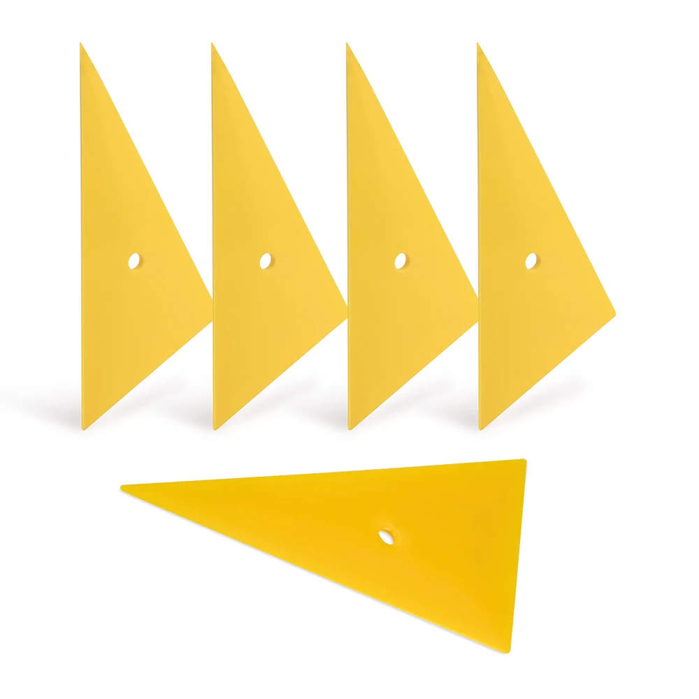 

5Pcs Professional Window Tint Tool Triangle Film Scraper Car Vinyl Applicator Tools Yellow Go Corner Squeegee