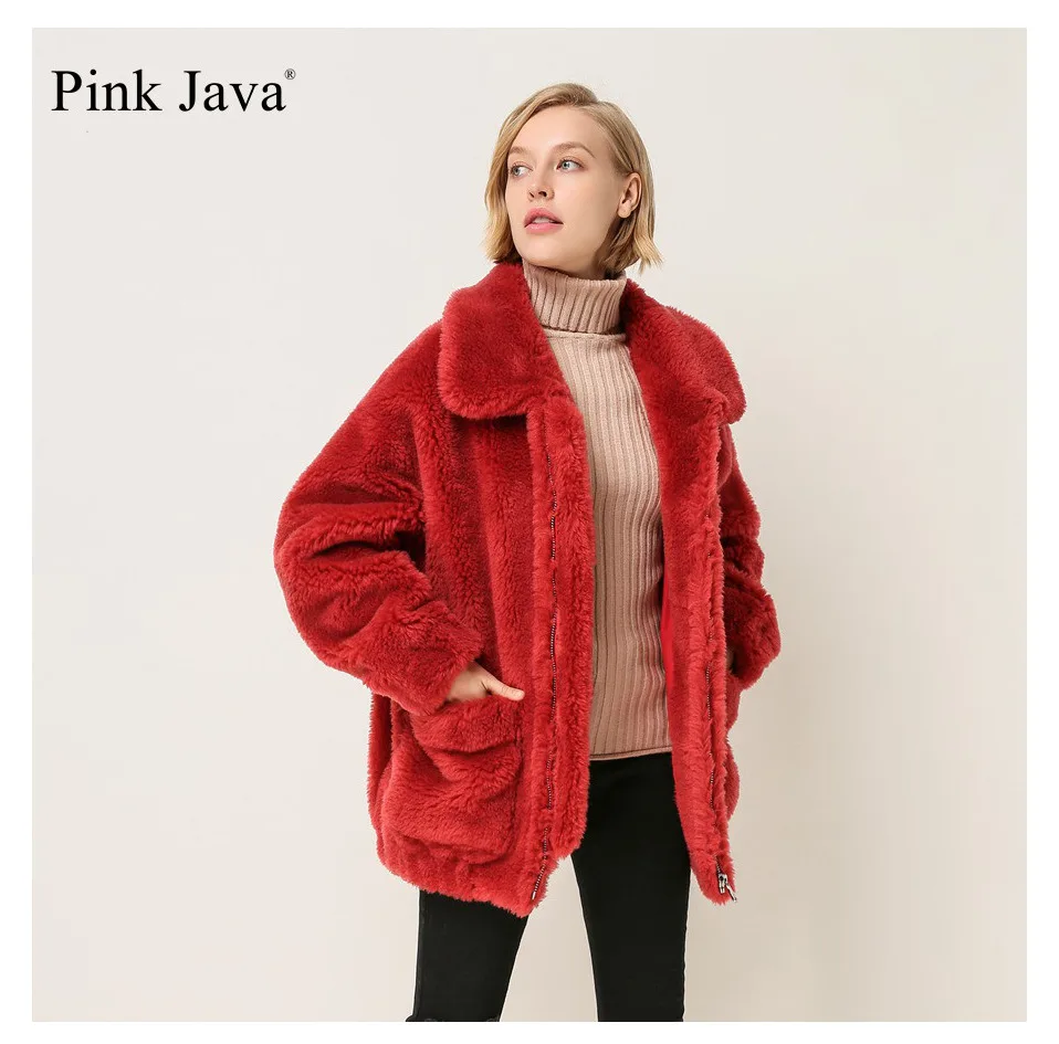 Cheap PINK JAVA QC1867 new arrival free shipping real sheep fur coat  camel teddy coat over size winter women coat  dress fashion warm 10