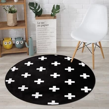 Простой черно-белый крест геометрический полосатый решетчатый круглый коврик супер мягкий плотный нескользящий ковер для детей/гостиной