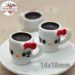 Hello Kitty чашка 3D 10 шт. смолы плоской задней кабошон миниатюрный Еда Книги по искусству украшения питания Шарм Craft