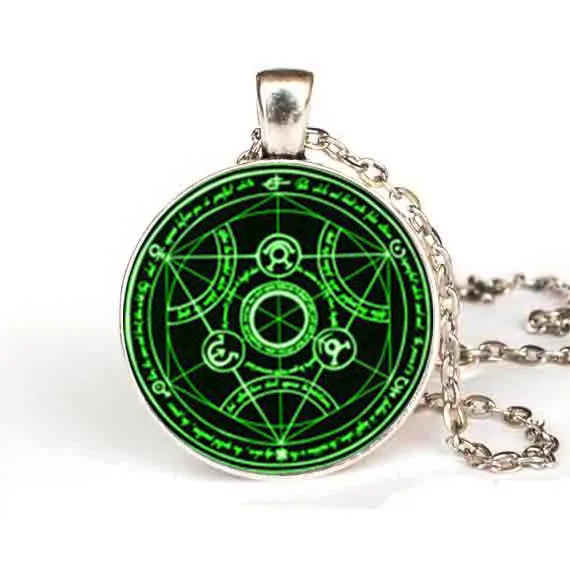 Green Circle necklace women men jewelry 
