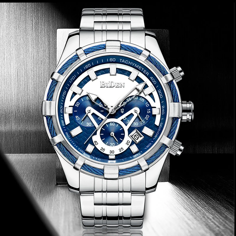 

2018 New Fashion Men Watches Luxury Steel Chronograph Sport Watch Clock Date Sport Waterproof Business Man Wristwatches Relogio