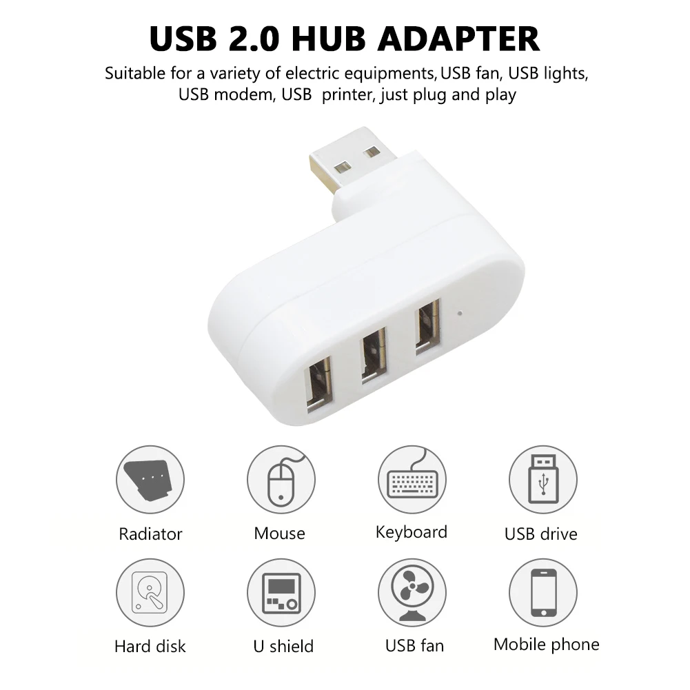 Высокоскоростной мини концентратор Usb 2 0 со штекером и 3 портами вращающийся