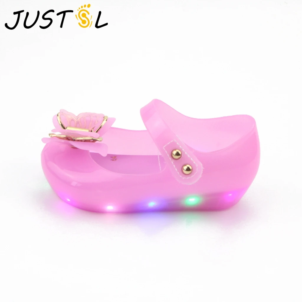 

JUSTSL Hot sale sumeer children LED sandals girl butterfly style lovely casual shoes bow princess sandals for kids
