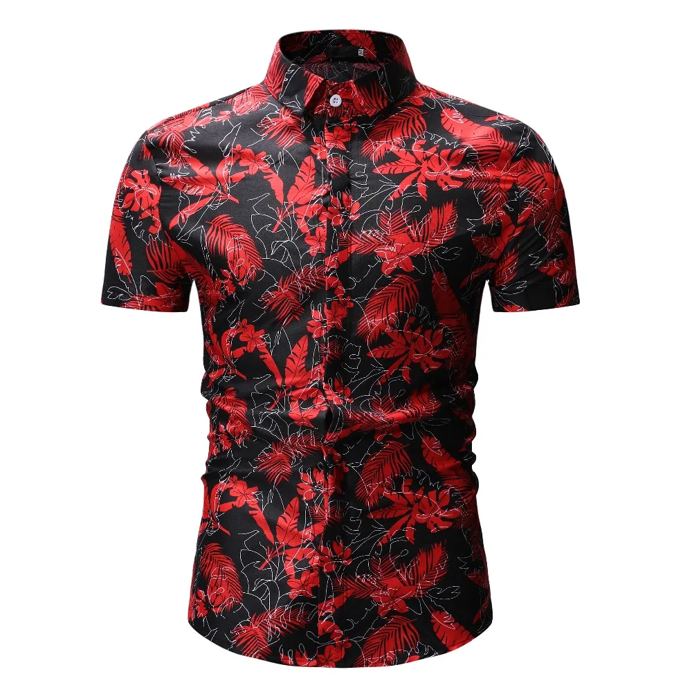 Мужская гавайская рубашка с принтом Camisa Masculina Повседневная пляжная коротким