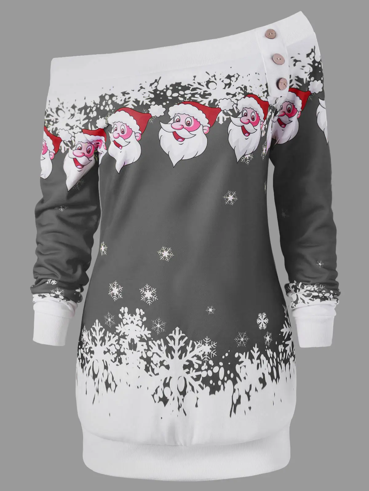 Wisalo/повседневные футболки с Санта Клаусом и снежинками; пуловер с круглым вырезом; Рождественская футболка; джемпер; Верхняя одежда; осенние женские топы на пуговицах
