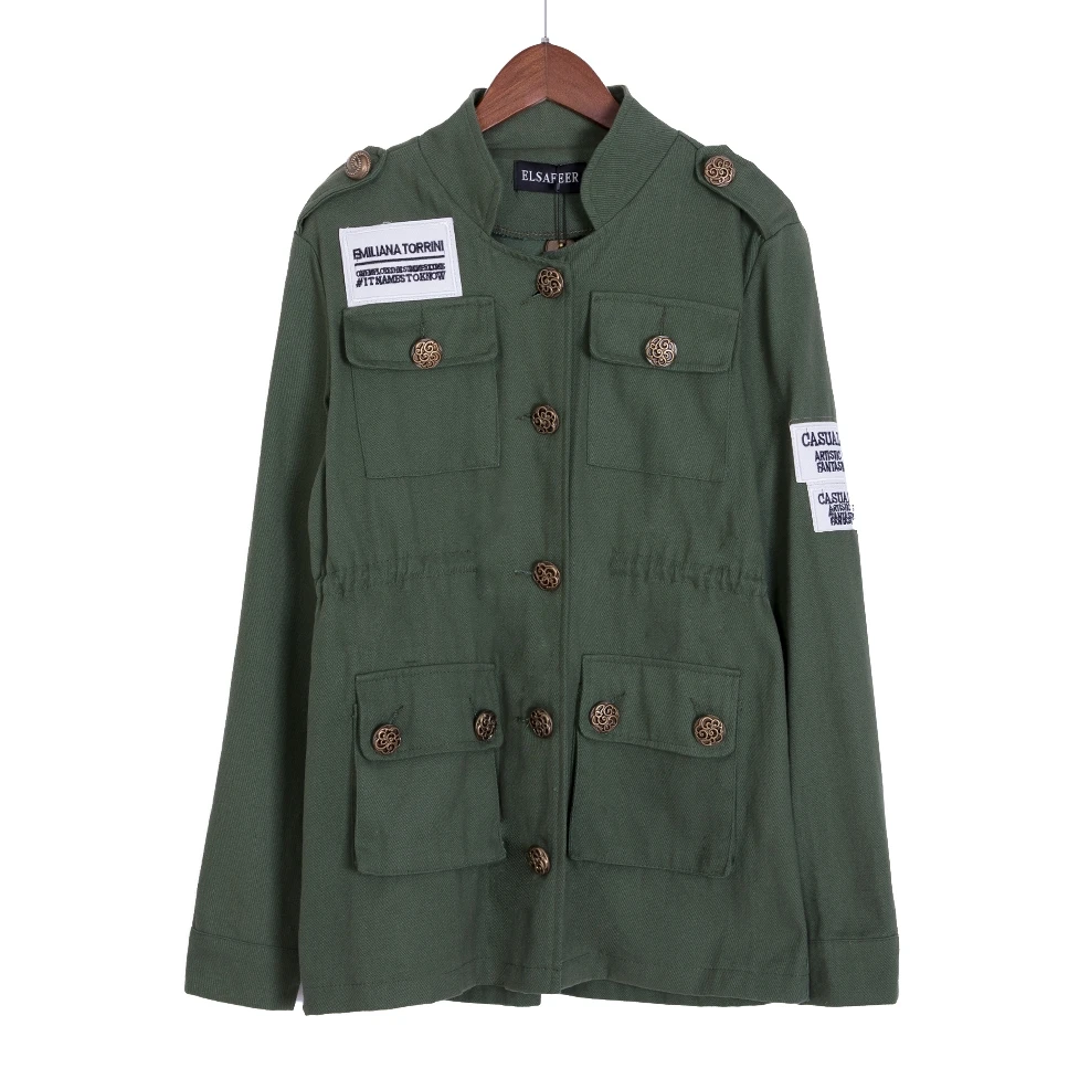 Billige Hinzufügen 4 farben! Militär jacke frauen (keine plaid bluse) frühling herbst armee grün stickerei einstellen taille mantel chaqueta mujer C5302