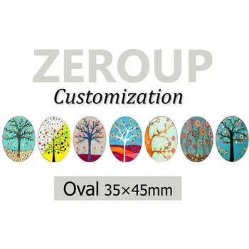 

Professional customized services 35x45mm oval pictures glass cabochon mixed patterns jewelry components 30pcs/lot