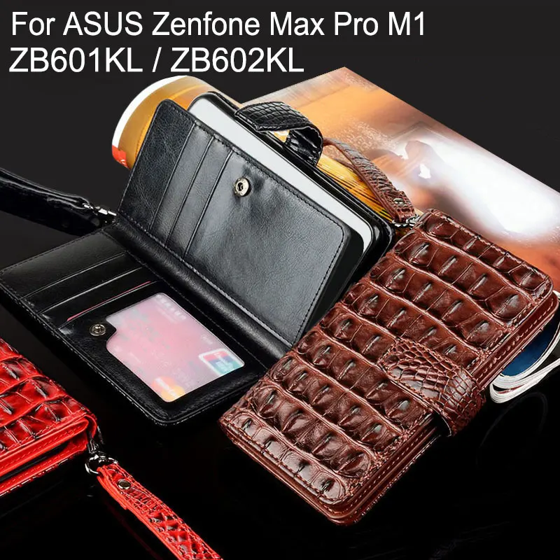 

case for ASUS Zenfone Max Pro M1 ZB601KL ZB602KL Luxury Crocodile Snake Leather Flip cover Business Wallet bag phone Cases funda
