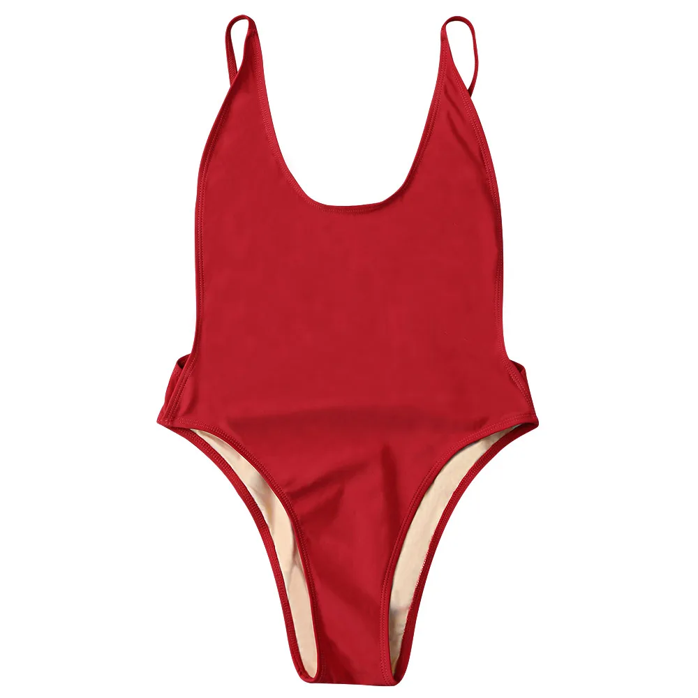 ZAFUL Swimwear High Cut Backless Swimwear Women Swimsuit Open Back Swimwear Spaghetti Straps