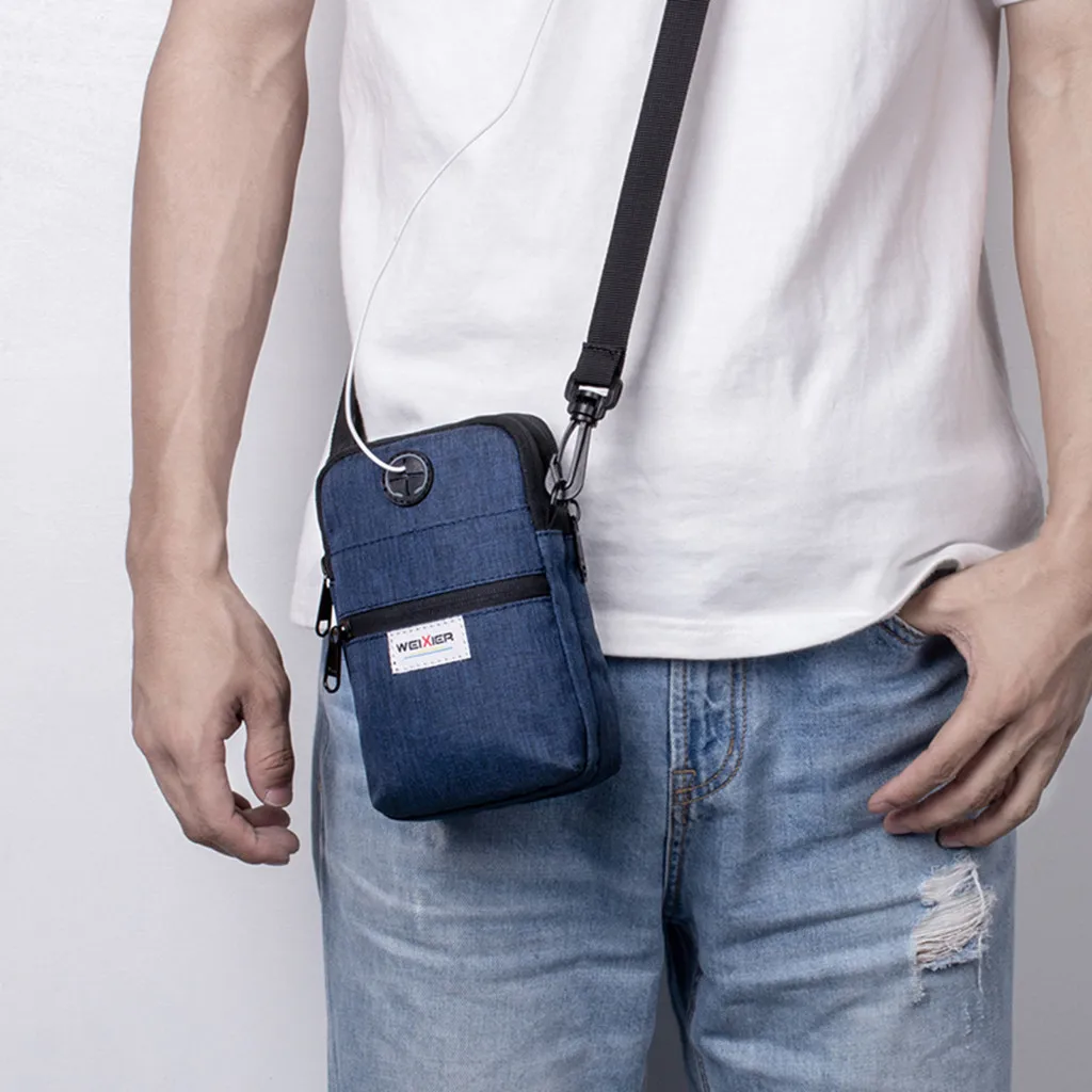 

Fashion 2019 Casual Summer Men Diagonal Mini Shoulder Multi-Function Mobile Phone Bag Outdoor Sports Messenger Shoulder Tote Bag