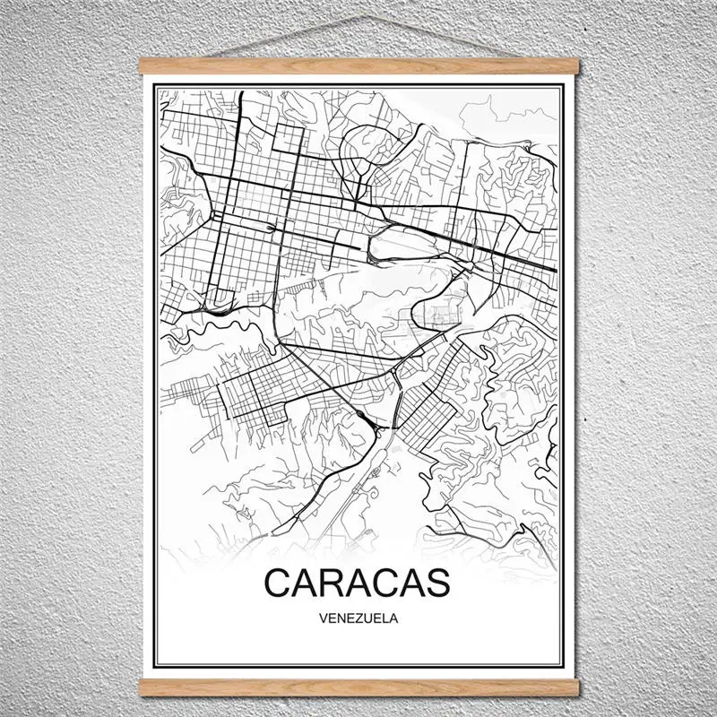 

CARACAS Customized PatternModern World City map poster Canvas Abstract print picture Oil Painting Cafe Bar With Frame