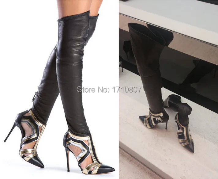 thigh high boots with cutouts