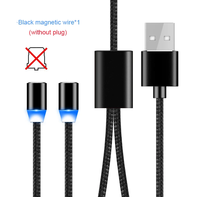 2.1A Магнитный кабель нейлоновый Плетеный один Сплит на две магнитные линии для Apple Android type-c мобильного телефона Быстрая зарядка зарядное устройство