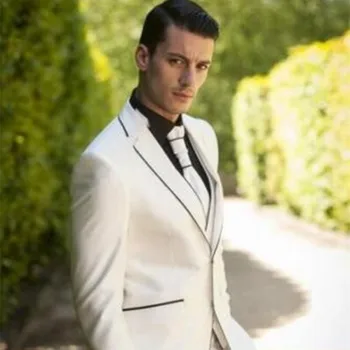 

Black Notch Lapel Men Suits White Custome Homme mariage Bridegroom Wedding Tuxedos Brand men Suit 2017 (Jacket+Pants+Tie+Vest)