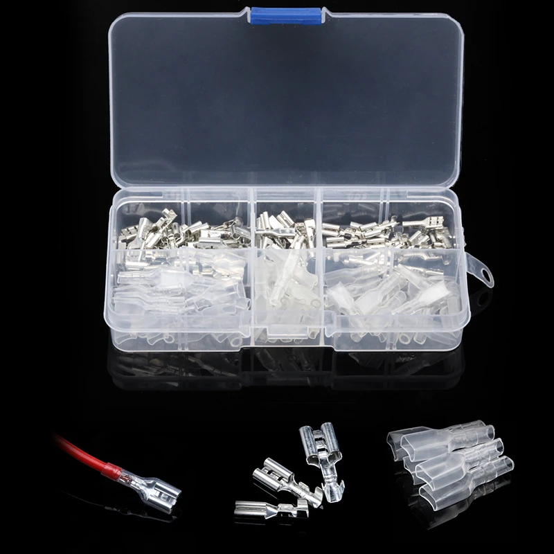 120/270pcs 2.8mm/4.8mm/6.3mm Female/Male Spade Terminals Connectors Crimp Terminals With Insulating Sleeve Assortment Set