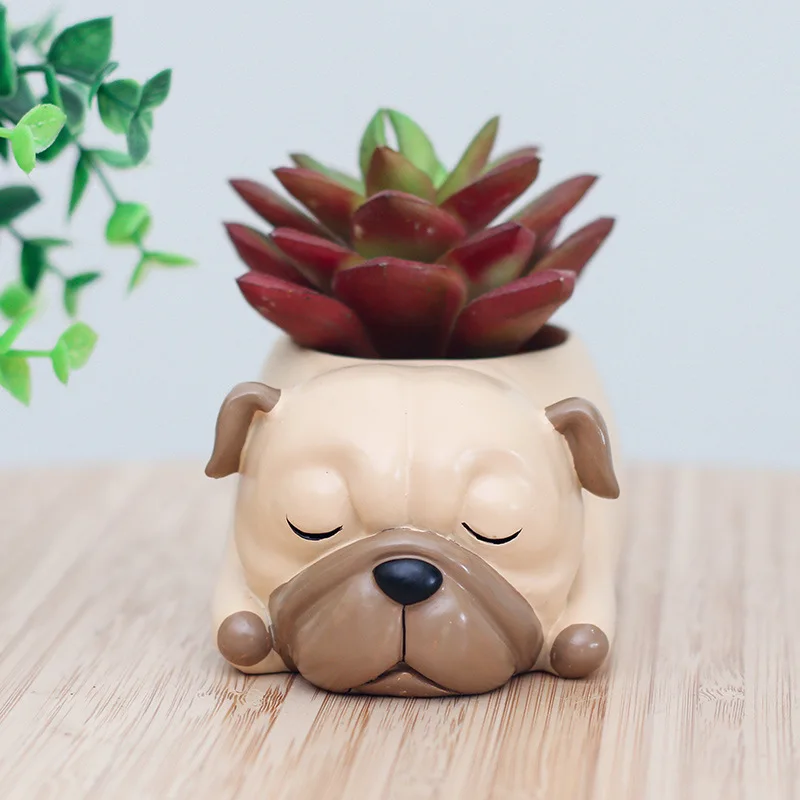 

Cute Cartoon Animal Flower Pot Resin Puppy Multi-meat Flowerpot Succulent Planter Potted Home Garden Yard Decoration Bonsai Gift