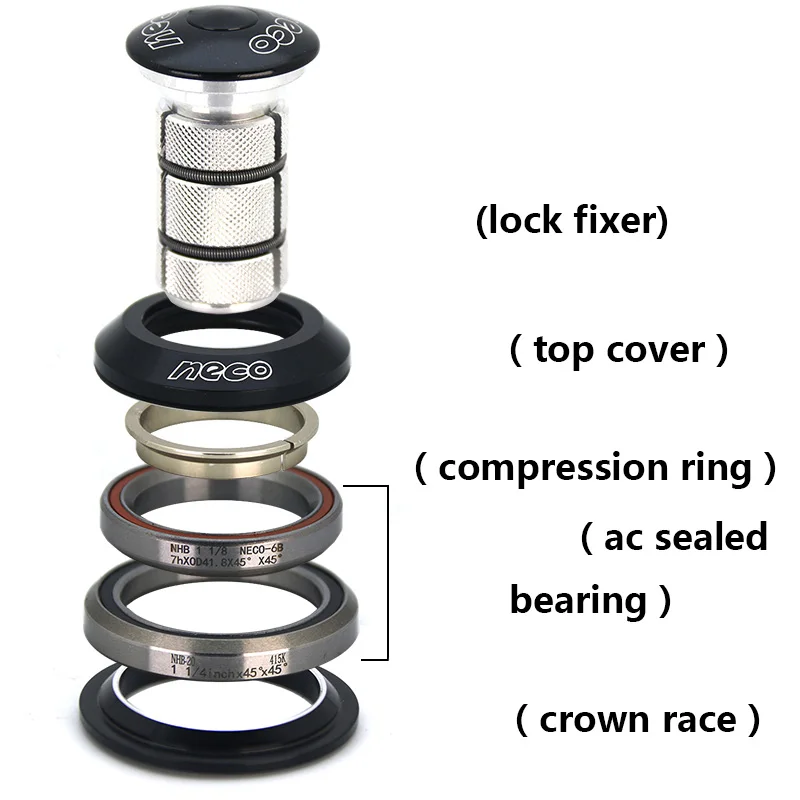 NECO велосипедная гарнитура 42 47 41,8 46,8 46,9 мм 1 1/8 1 1/4 конический подшипник гарнитура для FSA дорожный велосипед MTB горный велосипед
