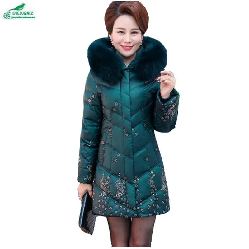Chaqueta Invierno De Largo Okxgnz Más Medio violet Grande Red Abrigo Pluma Green Algodón Dark Collar Tamaño Nueva Pieles Animales Mujeres Ropa bordeaux FPxW7pwqnq
