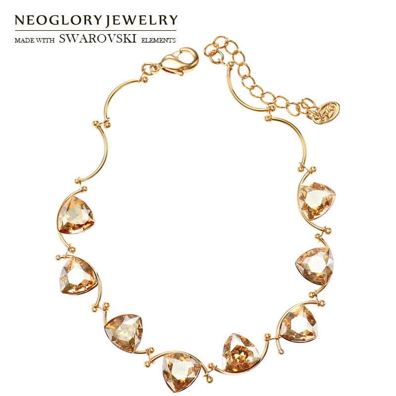 

Neoglory Crystal Charm Bracelet Trendy Triangle Design Jewelry For Stylish Bangle Embellished With Crystals From Swarovski