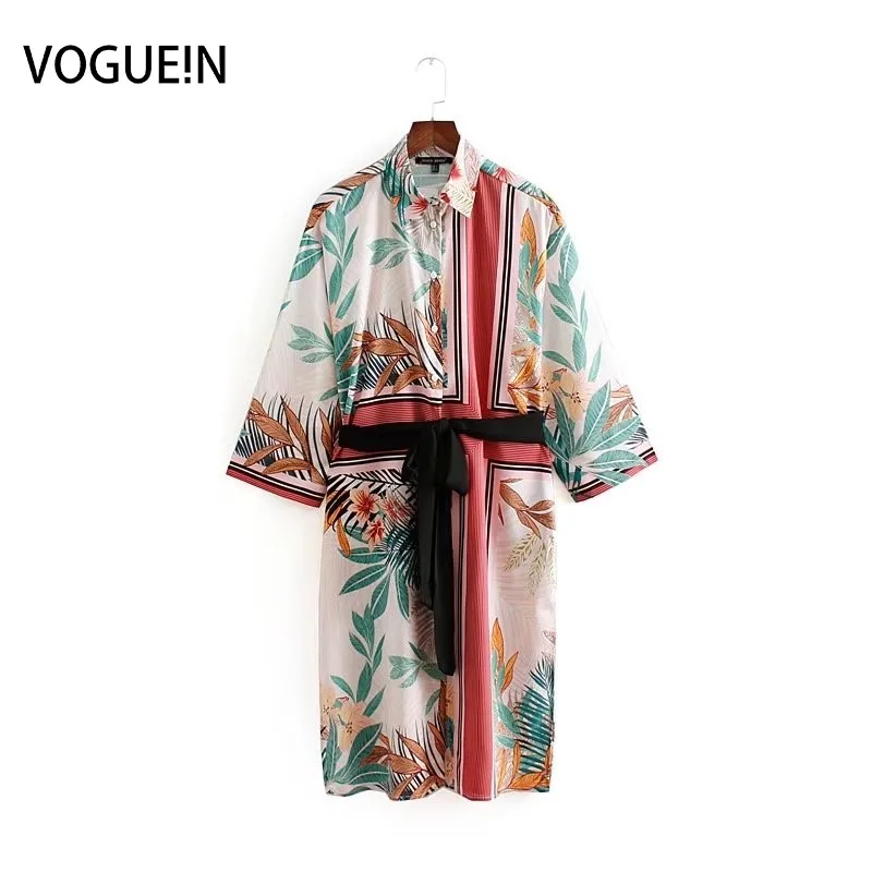 VOGUEIN Новое Женское винтажное летнее свободное платье с цветочным принтом и